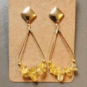Natural Gemstone Citrine Dangle Earrings